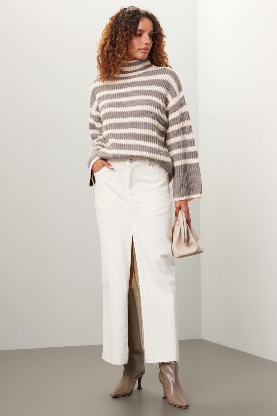 DL1961 Asra Ecru White Front Slit 5-Pocket Denim Jean Western Maxi Skirt Size 32